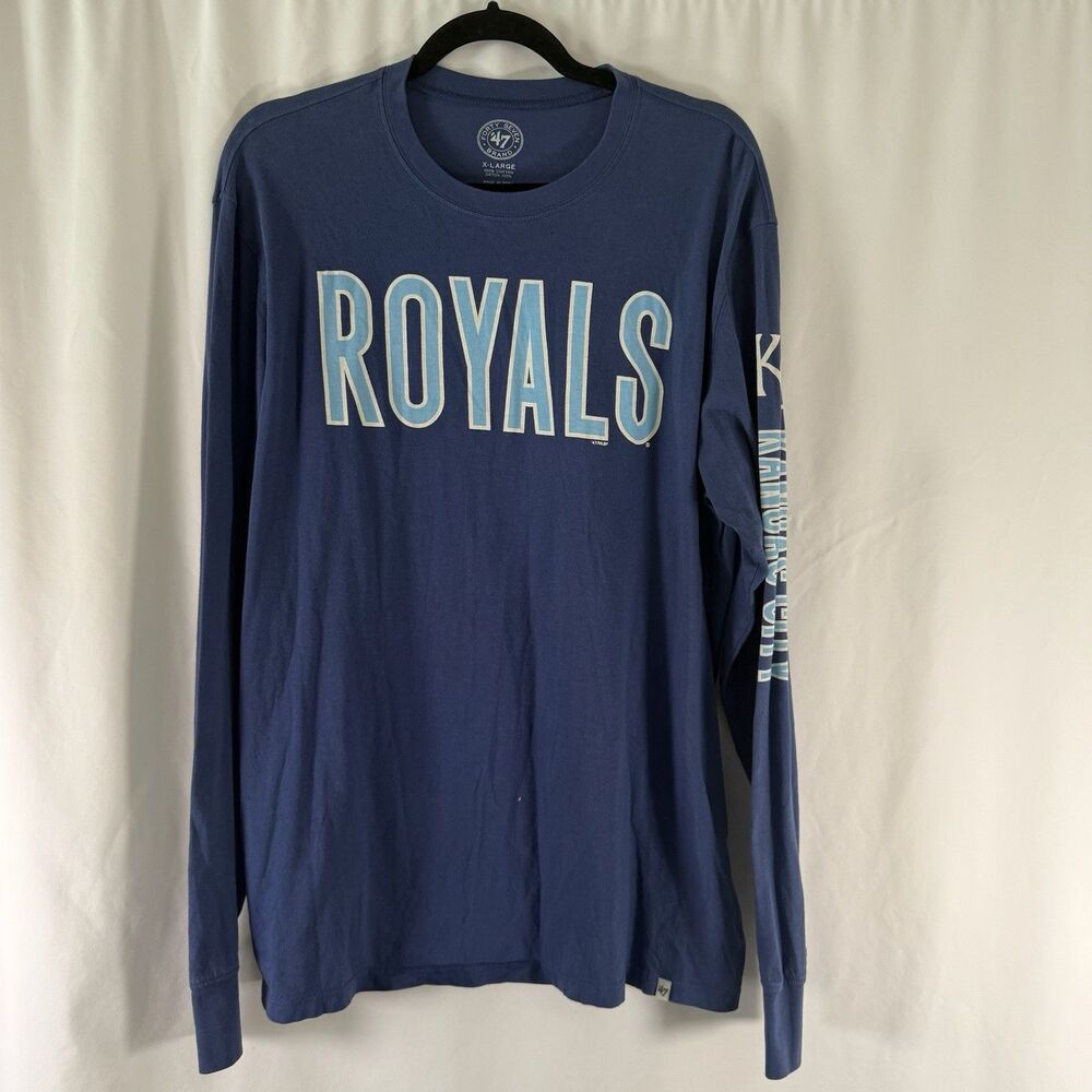 Kansas City Royals Shirt Men's XL Blue Long Sleeve Crew Neck 47' Brand Cotton